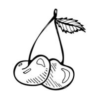 vecteur cerise clipart. icône de baies dessinées à la main. illustration de fruits