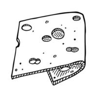 parties et tranches de fromage dessinées à la main isolées sur fond blanc. icône de fromage. vecteur fromage clipart