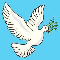 colombe de paix avec vecteur de dessin animé de branche d'olivier
