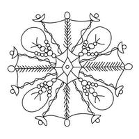 flocon de neige intéressant avec des branches de sapin et des guirlandes, illustration vectorielle noire sur fond blanc vecteur