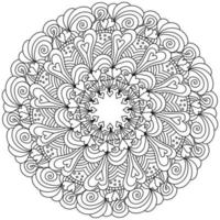 page de coloriage zen sous forme de mandala symétrique avec rayures et coeurs pour la saint valentin, dessin anti-stress avec boucles et enchevêtrements vecteur