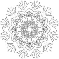 flocon de neige mandala orné de lignes ondulées et de motifs ronds, page de coloriage abstraite zen antistress forme ronde vecteur