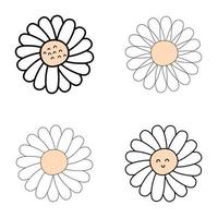 collection de fleurs de marguerites dessinées à la main dans un style doodle. vecteur