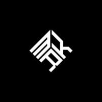 création de logo de lettre mrk sur fond noir. concept de logo de lettre initiales créatives mrk. conception de lettre mrk. vecteur