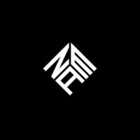 création de logo de lettre nam sur fond noir. concept de logo de lettre initiales créatives nam. conception de lettre nam. vecteur