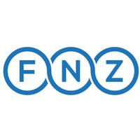 création de logo de lettre fnz sur fond noir. concept de logo de lettre initiales créatives fnz. conception de lettre fnz. vecteur