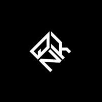 création de logo de lettre qnk sur fond noir. concept de logo de lettre initiales créatives qnk. conception de lettre qnk. vecteur