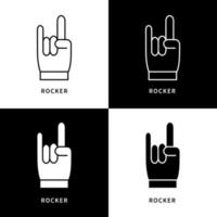 logo d'icône de geste de la main à bascule. illustration de symbole de vecteur de doigt en métal. symbole du rock and roll