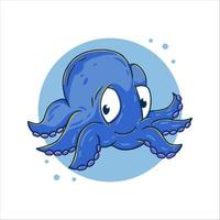 illustration de vecteur de dessin animé de poulpe. logo de mascotte de tentacule de calmar. élément de caractère icône symbole animal océanique. modèle de dessin marin de la faune de monstre marin