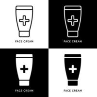 illustration de symbole d'icône de bouteille de crème pour le visage. logo du visage de soin de la peau. ensemble d'icônes vectorielles de conception de lotion faciale de maquillage vecteur