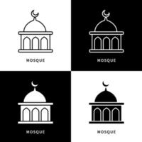 logo de l'icône de la mosquée. religion bâtiment illustration de symbole vecteur musulman. logo des bâtiments musulmans