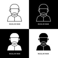 logo d'icône de personne islamique d'avatar. illustration de symbole vecteur homme musulman. jeune homme symbole musulman