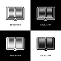 le livre est le logo de l'icône du symbole de l'éducation. lire un livre obtenir des connaissances vecteur symbole illustration