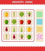 jeux de mémoire avec des légumes de dessin animé. jeu de cartes d'apprentissage. jeu éducatif pour les enfants d'âge préscolaire et les tout-petits vecteur