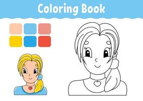 livre de coloriage pour les enfants. caractère joyeux. illustration vectorielle. style de dessin animé mignon. page fantastique pour les enfants. silhouette de contour noir. isolé sur fond blanc. vecteur