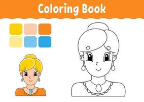 livre de coloriage pour les enfants. caractère joyeux. illustration vectorielle. style de dessin animé mignon. page fantastique pour les enfants. silhouette de contour noir. isolé sur fond blanc. vecteur