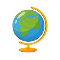 illustration vectorielle de globe scolaire. modèle de la planète terre avec carte de l'icône du monde isolée sur blanc.