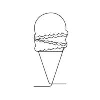 dessin au trait continu sur la crème glacée vecteur