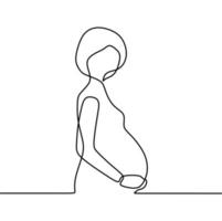 dessin au trait continu sur quelqu'un est enceinte vecteur