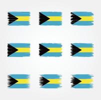 collection de pinceaux de drapeau des bahamas vecteur