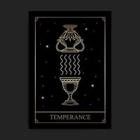 carte de tarot des arcanes majeurs de la magie de la tempérance dans un style doré dessiné à la main vecteur