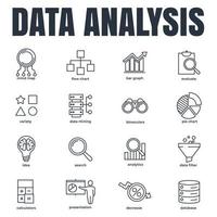 ensemble d'illustration vectorielle de logo d'icône d'analyse de données. modèle de symbole de pack d'analyse de données pour la collection de conception graphique et web vecteur