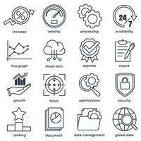 ensemble d'illustration vectorielle de logo d'icône d'analyse de données. modèle de symbole de pack d'analyse de données pour la collection de conception graphique et web vecteur