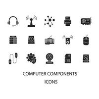 jeu d'icônes de composants informatiques. composants informatiques pack symbole éléments vectoriels pour le web infographique vecteur