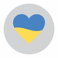 icône en forme de coeur du drapeau ukrainien dans un style plat rond vecteur