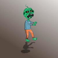 vecteur de zombie vert effrayant avec ombre