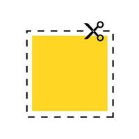 coupon jaune à vendre. modèle de remise avec ligne de coupe pointillée et icône de ciseaux sur fond blanc. vecteur