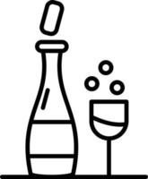 icône de contour de champagne vecteur