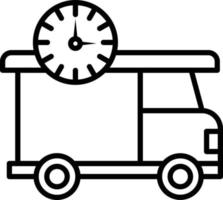 icône de contour de livraison à temps vecteur