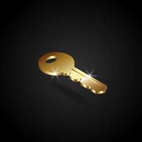 illustration vectorielle de clé dorée de luxe. le symbole clé. icône clé. vecteur