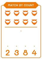 match par comptage de barbe de lutin, jeu pour enfants. illustration vectorielle, feuille de calcul imprimable vecteur
