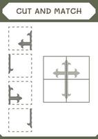 couper et assortir des parties de croix chrétienne, jeu pour enfants. illustration vectorielle, feuille de calcul imprimable vecteur