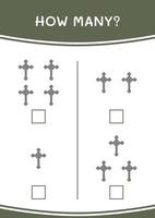 combien de croix chrétienne, jeu pour enfants. illustration vectorielle, feuille de calcul imprimable vecteur