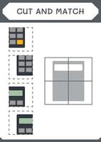 couper et assortir des parties de la calculatrice, jeu pour enfants. illustration vectorielle, feuille de calcul imprimable vecteur