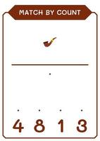 match par nombre de pipe à fumer, jeu pour enfants. illustration vectorielle, feuille de calcul imprimable vecteur