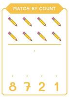 correspondance par compte de crayon, jeu pour enfants. illustration vectorielle, feuille de calcul imprimable vecteur