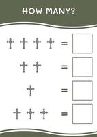 combien de croix chrétienne, jeu pour enfants. illustration vectorielle, feuille de calcul imprimable vecteur