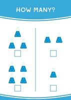 combien de flacon de chimie, jeu pour enfants. illustration vectorielle, feuille de calcul imprimable vecteur