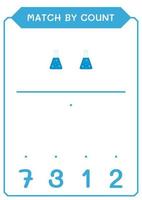 match par comptage de flacon de chimie, jeu pour enfants. illustration vectorielle, feuille de calcul imprimable vecteur