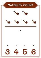 match par nombre de pipe à fumer, jeu pour enfants. illustration vectorielle, feuille de calcul imprimable vecteur