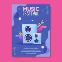 modèle d'affiche de médias sociaux de festival de musique illustration vectorielle de fond de dessin animé plat vecteur
