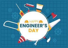 illustration de la journée des ingénieurs heureuse commémorative pour l'ingénieur vecteur
