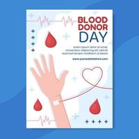 modèle d'affiche de la journée mondiale du donneur de sang plat dessin animé fond illustration vectorielle vecteur