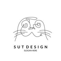 dessin au trait loutre, phoque, lion de mer design minimal et mignon vecteur