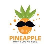 logo ananas avec un design d'ananas moustache sain et en forme. création de vecteur de logo de jus de fruits