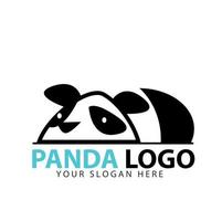 modèle vectoriel de conception de logo de silhouette d'ours panda. icône de concept de logotype animal panda mignon dormant logo paresseux.